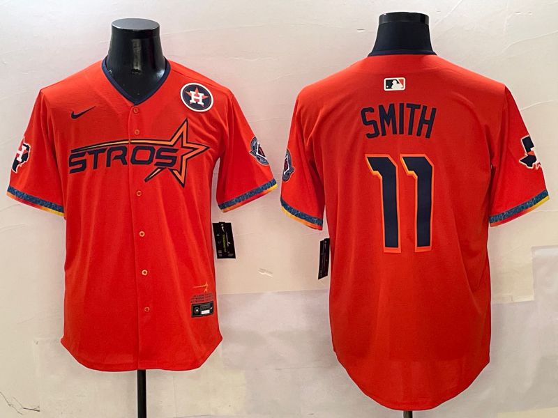 Men Houston Astros #11 Smith Orange Five generation Joint Name Nike 2025 MLB Jersey style 10